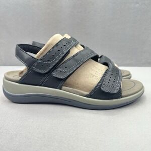 OrthoFeet Naxos 933 Womens Size 6.5 (EE) Gladiator Sandals Black Leather Comfort